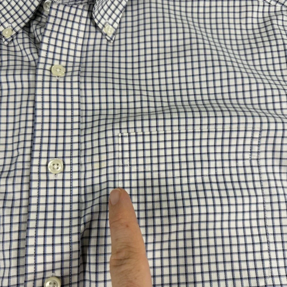 LL Bean Shirt Mens Large Black Blue Lines Wrinkle Resistant Button Down  0 MT78